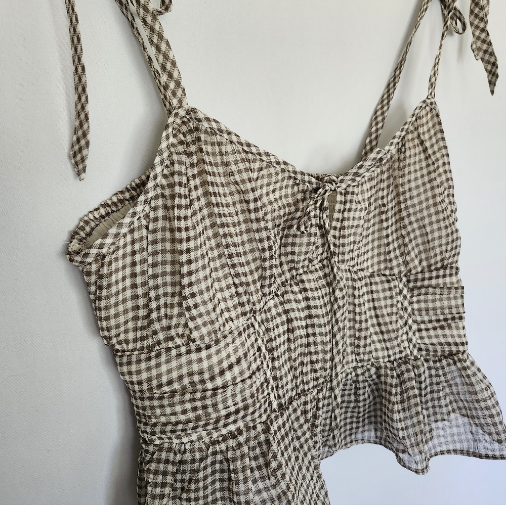 American Eagle Gingham Babyboll Tank Size L - Picture 2 of 6